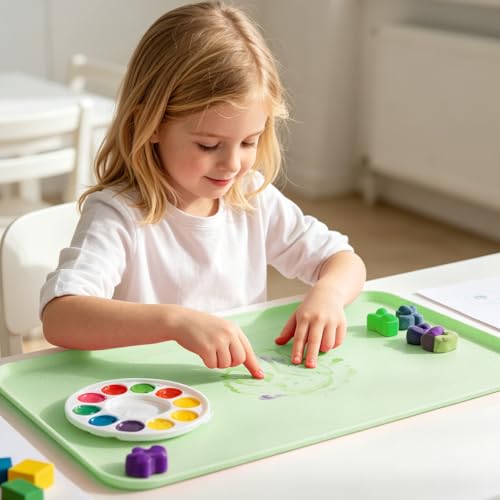 Silicone Art Mat for Crafts, 24"x16" Silicone Painting Mat to Keep Clean Protects Surfaces Perfectly for Crafts, Legos, Resin & Jewelry-Making, DIY Crafts Mat - color: Green