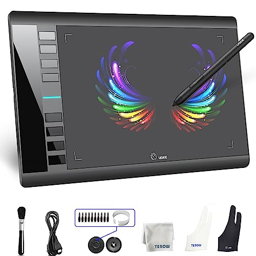 Graphics Drawing Tablet, UGEE M708 10 x 6 inch Large Digital Drawing Pad with 8 Hot Keys 8192 Levels Pen, Graphic Tablets for Computer Graphic Board Creation Sketch for PC/Laptop/Mac OS/Linux/Chrome - style: Wired M708 V3