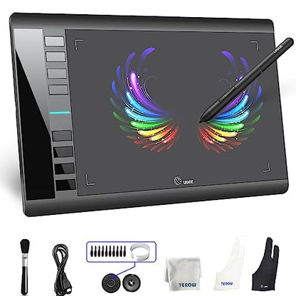 Graphics Drawing Tablet, UGEE M708 10 x 6 inch Large Digital Drawing Pad with 8 Hot Keys 8192 Levels Pen, Graphic Tablets for Computer Graphic Board Creation Sketch for PC/Laptop/Mac OS/Linux/Chrome - style: Wired M708 V3