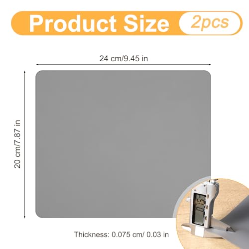 2pcs Silicone Mat for Crafts, 9.45 X 7.87 In Silicone Mat for Kitchen Counter, Heat Resistant Non-Slip Counter top Protector, Placemat, Baking (Dark Gray)