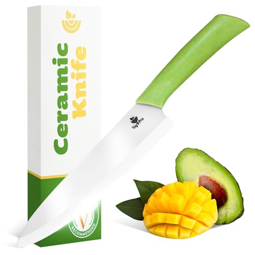 Durable Ceramic Knife for Chopping Vegetables & Fruits, 8” Non-Reactive and Professional Ceramic Chef Knife for Clean Cutting, Rust-Proof Sharp Blade with Ergonomic Handle, Gift-Ready Kitchen Knives - style: 8 inch