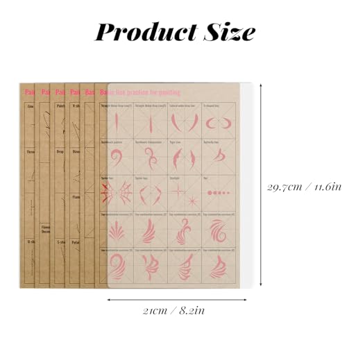 7 Pack Practice Board for Reusable Face Painting,Professional Face Painting Practice Sheets,Reusable Stencil for Kids, Beginners & Party Artists,A4 Size Exercise Template and Skill Sheet
