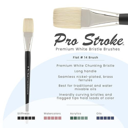 Creative Mark Pro Stroke Premium White Chungking Hog Bristle Artist Paint Brush - Flat # 16 - Natural Bristle Brush w/Great Control Suitable for Oils, Watercolors, Acrylics, Alkyds, Caseins - size: 16