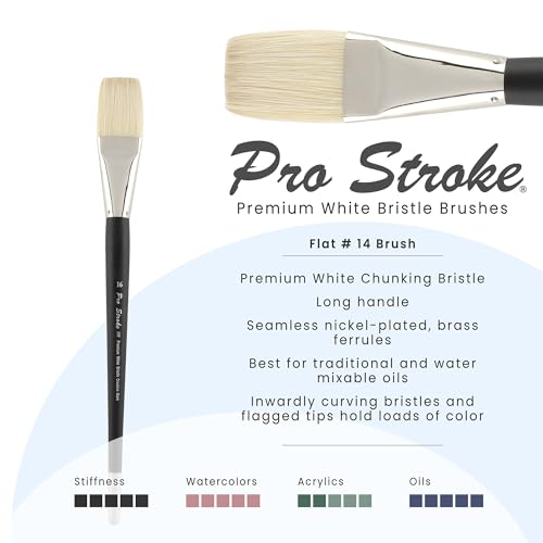 Creative Mark Pro Stroke Premium White Chungking Hog Bristle Artist Paint Brush - Flat # 16-2 Pack - Natural Bristle Brush w/Great Control Suitable for Oils, Watercolors, Acrylics, Alkyds, Caseins - size: 16 - 2 Pack