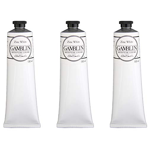 Gamblin Artist Oil Paint Set For Professionals - Zinc White - 150ml Tube - 3 Pack - color: Zinc White, size: 5.07 Fl Oz (Pack of 3)