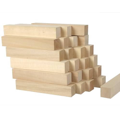 Ninekong 24PCS Basswood Carving Blocks，Whittling Wood Carving Kit,Soft Basswood for Carving(6"x1"x1") - size: 24 pieces 1x1x6 inch