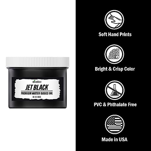Ecotex® Screen Printing Ink Jet Black (Quart - 32oz.) - Water Based Jet Black Fabric Ink, Silk Screen Paint - Screen Print Direct®, USA Made - color: Jet Black, size: 32 fl oz