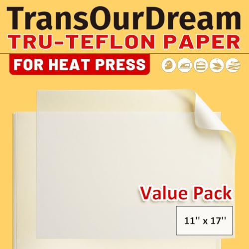 TransOurDream PTFE Teflon Paper for Heat Press (30 Sheets, 16.5x11.7") Reusable Non-Stick Paper for Iron-on Transfer, Sublimation, HTV Vinyl, DTF and Craft Projects - color: Teflon Paper, size: 30 Sheets