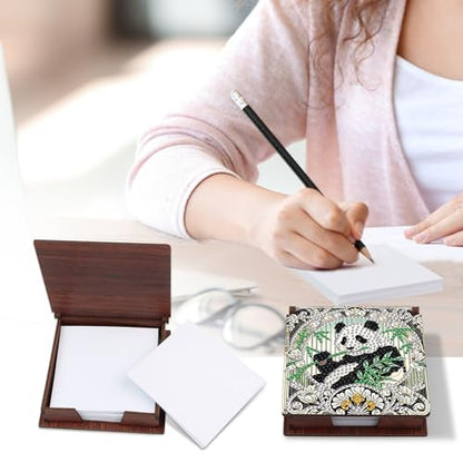 Diamond Painting Kit memo Box, Diamonds Art DIY Panda Patterns Sticky Note Box Special Shape Drill, with 160 Sticky Note, Ideal for Home Office Supplies, Handicrafts, Holiday Gifts - color: Panda
