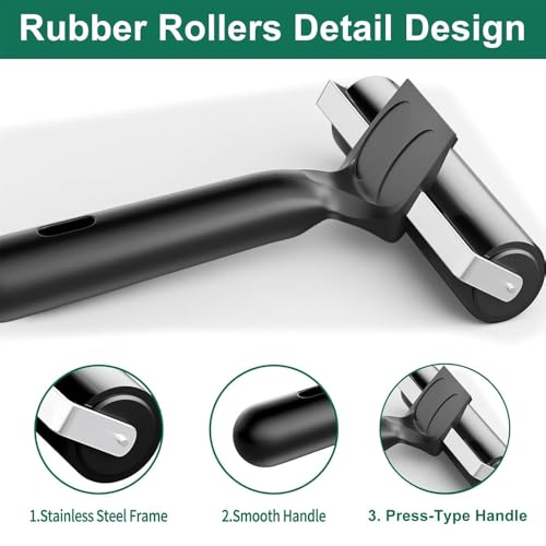 Professional Rubber Brayer Set, 3 Piece Ink Roller Kit with2.36, 3.94, 7.87 Inch Widths, Black Handle, Printmaking and Art Tools
