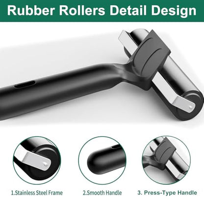 Professional Rubber Brayer Set, 3 Piece Ink Roller Kit with2.36, 3.94, 7.87 Inch Widths, Black Handle, Printmaking and Art Tools