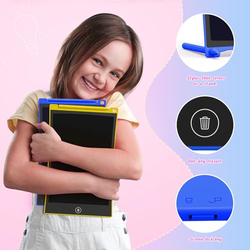 TECJOE 10 Inch 2 Pack LCD Writing Tablet, Colorful Doodle Board Drawing Tablet for Kids, No Mess Toddler Travel Learning Toys, Christmas Birthday Gifts for 3 4 5 6 7 8 Year Old Boys Girls Preschooler - color: Bule Yellow