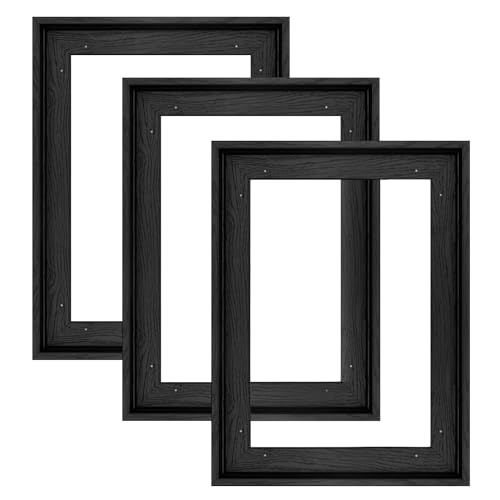 Floating Frame for 6x8 Canvas Painting 0.6-0.8" Deep, 3 Pack Floater Frame for Canvas Prints, 6 by 8 Art frame for Gallery Wall Living Room Bedroom Decor (Black) - color: Black, size: 6x8"