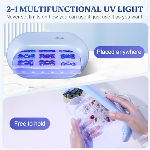 LET'S RESIN UV Curing Light, Double-Sided 365nm UV Lamp for Resin Crafts, Jewelry Making & DIY Kits, 36 LED Beads UV Resin Curing Machine with 2/3/5 Min Timer for Molds & Craft Workstation - color: Light Blue