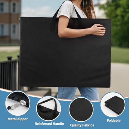 ZKOO Light Weight Art Portfolio Bag, 36 x 48 Extra Large Art Portfolio Case Light Weight Waterproof Poster, Studio Collection Tote for Artwork, Poster, Sketch Drawing, Canvas (36"*48"-Black) - size: 36"*48"-Black