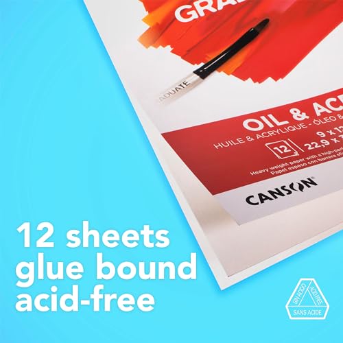 Canson Graduate Oil and Acrylic Paint Pad, Foldover, 11x14 inch, 12 Sheets | Artist Paper for Adults and Students - Oil, Acrylic, Mixed Media and Painting - size: 11x14 inch