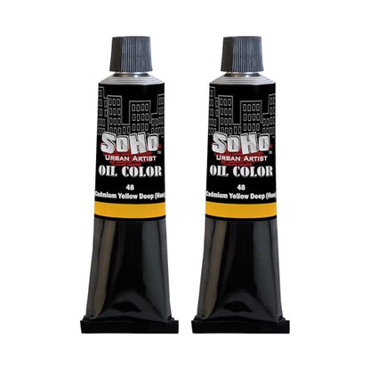 Soho Urban Artist Oil Paint - 2 Pack, Cadmium Yellow Deep Hue 2 Pack - 170 ml Tube - Best Valued Oil Colors for Painting with Excellent Pigment Load - color: Cadmium Yellow Deep Hue