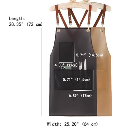 2 Pack Waterproof Translucent Apron with Large Pockets,Cross Back Apron Cooking Apron for Dishwashing,Cleaning Fish, - color: Black&brown