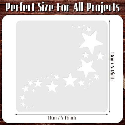 Junkin 20 Pcs Stencil for Painting Stencil Reusable DIY Drawing Template Motivational Art for Crafts Home Decor on Wood, Canvas, Paper, Fabric, Walls, Furniture(Star) - style: Star