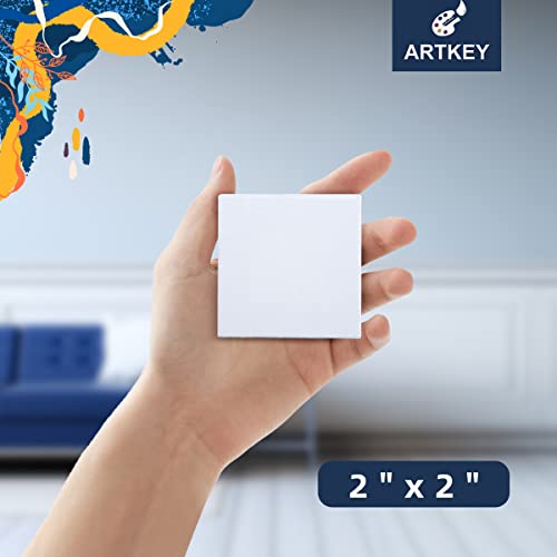 Artkey Mini Canvas, 2x2 inch 24-Pack Small Canvases for Painting, 100% Cotton 2/5 Inch Profile Square Canvas Painting Canvas for Acrylics Oil Watercolor Painting & Signs Crafts