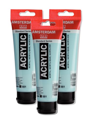 Amsterdam Standard Series Acrylic Tube 120ml Sky Blue Light 551 (17095512) | Vibrant Color with Acrylic Resin Binder, High Lightfastness, Water-Based, Strong Coverage, Visible Brush Strokes - color: Sky Blue Light, size: 4.06 Fl Oz (Pack of 1)