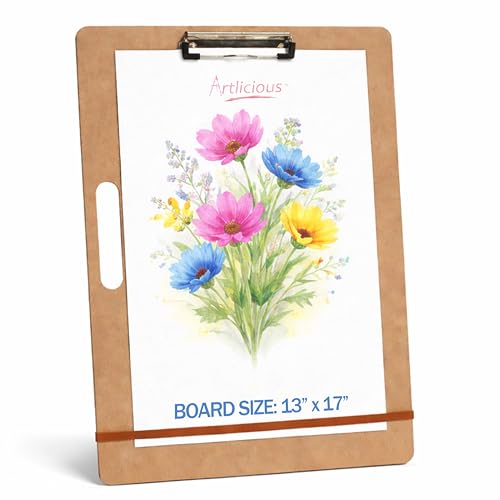 Artlicious Drawing Board - 13 x 17 Sketch Boards with Handle for Drafting Art - Portable Wooden Clipboard for Class or Studio Fit in Artists Tote