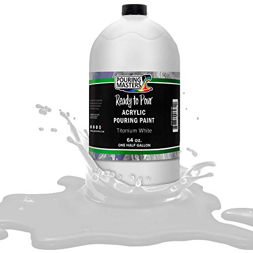 POURING MASTERS Titanium White Acrylic Ready to Pour Pouring Paint - Premium 64-Ounce Pre-Mixed Water-Based - for Canvas, Wood, Paper, Crafts, Tile, Rocks and More - color: Titanium White, size: 64 Fl Oz (Pack of 1)