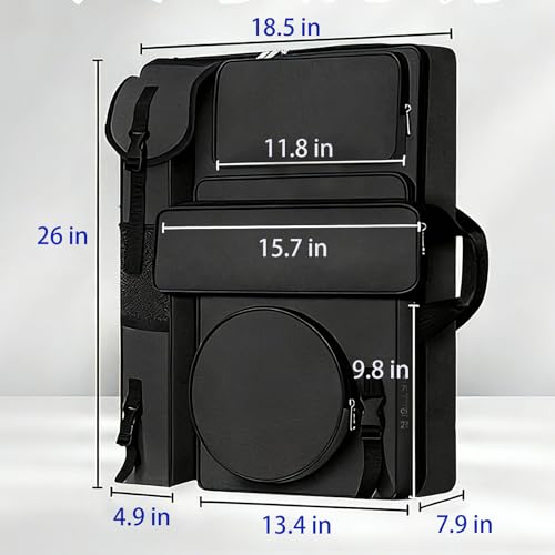 26x18.5 Inch,Artist Backpack for Sketching, Oil Painting - color: Black