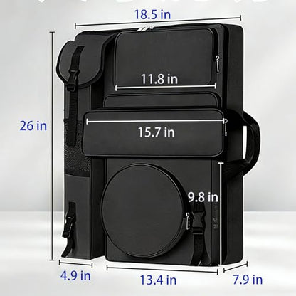 26x18.5 Inch,Artist Backpack for Sketching, Oil Painting - color: Black
