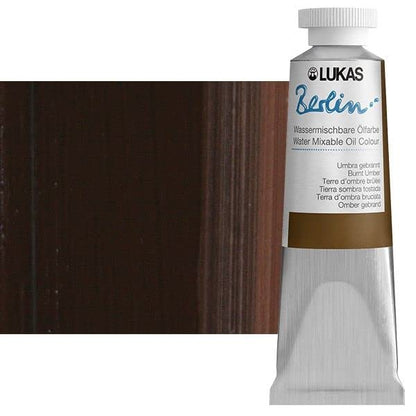 Lukas Berlin Pro Artists Water Mixable Oil Paint 37 ml Tube Burnt Umber, Water Soluble, Lightfast Pigments, Quick Drying, Easy Clean-Up, Eco-Friendly, Professional Quality, 40 Color Range - color: Burnt Umber, size: 1.25 Fl Oz (Pack of 1)