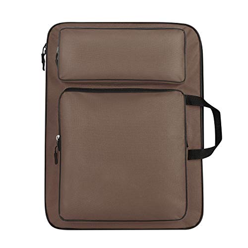 ITODA A3 Art Portfolio Carry Case Bag Drawboard Tote Handheld Storage Portable Shoulder Lightweight Box for 8k Sketch Pad Artist Drawing Painting Supplies - color: Coffee