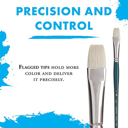 Princeton Ashley Bright Brush, Natural, Long Handle, Size 2, 1 Count - color: Blue Green, size: Size 2