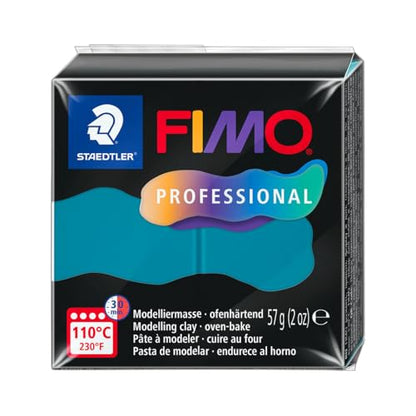STAEDTLER Polymer Modelling Clay - FIMO Professional - Oven Bake Clay - Petrol, 57g - 1 Block, 8040-36 - color: Petrol