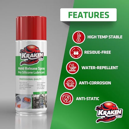 Kraken Bond Silicone Mold Release Spray - (1x12.3 oz) High Temperature Mold Release Agent for Epoxy Resin Lubricates Protects and Renews Anti-Static & Anti-Corrosive, 1 Pack - size: 1 Pack