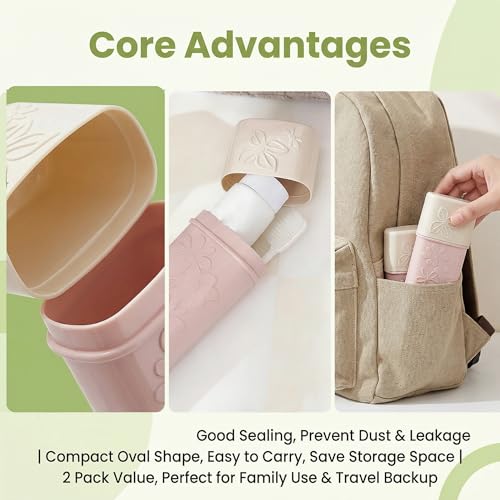 2PCS Plastic Portable Toothbrush Holder Toothpaste Cases Travel Use Waterproof Wash Gargle Cup Case Holder Jar Container with Lid for Outdoor Trips 7.8''