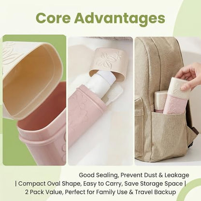 2PCS Plastic Portable Toothbrush Holder Toothpaste Cases Travel Use Waterproof Wash Gargle Cup Case Holder Jar Container with Lid for Outdoor Trips 7.8''
