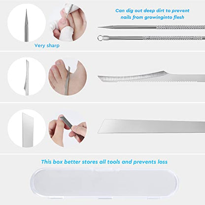 7-Pack Ingrown Toenail Tool Kit - File, Lifters, Surgical Safe Pedicure Tools for Nail Treatment & Pain Relief - color: 7-Pack