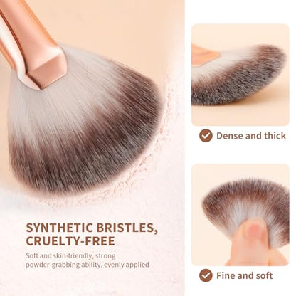 docolor Highlighter Brush Fan Brush Blush Brush Setting Makeup Brush Face Makeup Brush Synthetic Bristles For Powder, Bronzer, Highlight, Contour, Professional Make Up Brush Wooden handle - size: Fan Brush-M