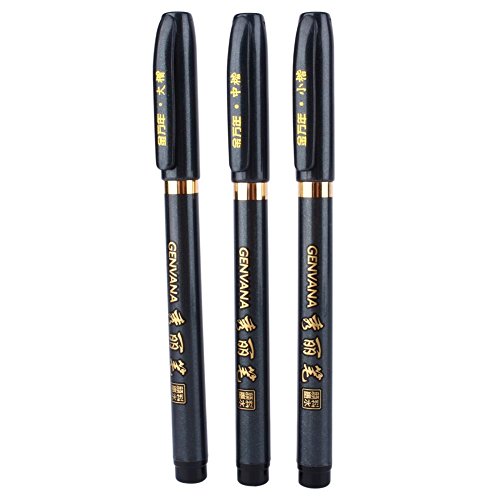 3pcs Hand Lettering Pen, 3 Sizes Black Calligraphy Pens Brush Markers Set for Beginners Writing, Water Color Illustrations