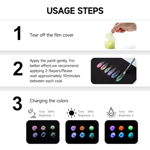 HIMI Glow in The Dark Jelly Gouache Paint Set, 6 Colors 23ml, Jelly Cup Design, Travel carry, Non Toxic Paint for Canvas and Paper, Art Supplies for Professionals - color: Glow in the dark