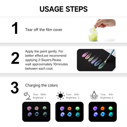HIMI Glow in The Dark Jelly Gouache Paint Set, 6 Colors 23ml, Jelly Cup Design, Travel carry, Non Toxic Paint for Canvas and Paper, Art Supplies for Professionals - color: Glow in the dark