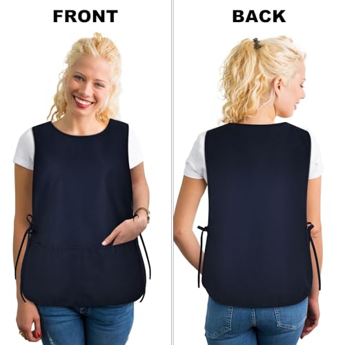 TFTAFAN Cobbler Apron Unisex Waterproof Apron with 2 Deep Pockets Art Smock for Painting Cleaning Artiest Apron work kitchen - color: Navy Blue