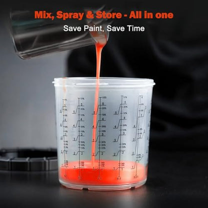 Disposable Paint Spray Gun Sprayer Cup Liners & Lid System, 50 Standard 20 Ounce (600ml) Kit - 190 Mic- 50 Cup Liners, 50 Lids with Strainer, 1Hard Cup with Retainer Ring 20 Plugs,2 Cup Adapter - size: 20 Ounce (190Mic) Kit-50PCS+2 Adapters
