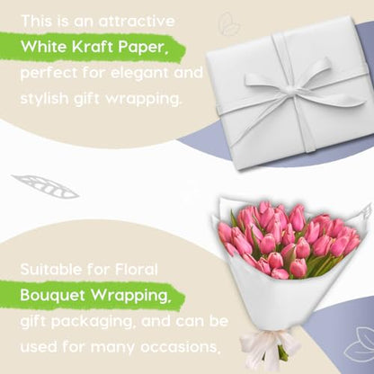 SMART&CASUAL 15" x 600" (50') Kraft Paper Roll for Art Craft Supplies Gift Wrapping Moving Packing Painting Drawing Paint Easel Poster Chart Paper (White, 15" W x 600" L (50')) - color: White, size: 15"W x 600"L ( 50' )