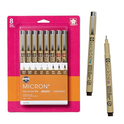 SAKURA 50048 Pigma All Sepia, Ass't Pont Sizes, 8PC Set Fine Tip Pen, 8CT, 8 Count - style: Assorted Point Sizes