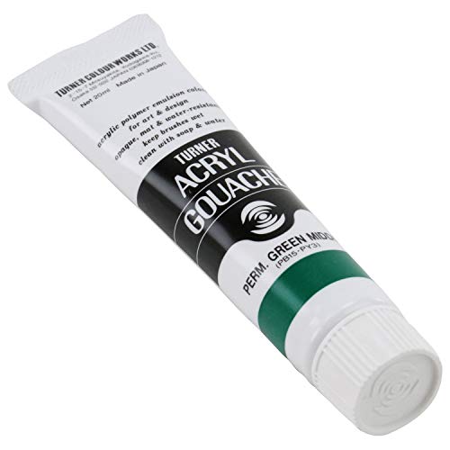 Turner Colour Works Acryl Gouache Artist Acrylic Paint - Single 20 ml Tube - Permanent Green Middle - color: Permanent Green Middle, size: 0.7 Fl Oz (Pack of 1)