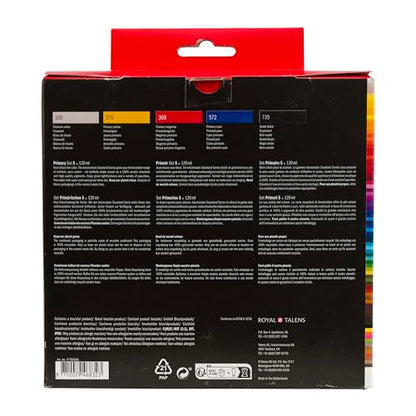 Amsterdam Standard Series acrylic paint primary set | 5 x 120 ml (17791905) | Acrylic Paint with Non-Fading Pigment, Quick Drying Time, Uniform Finish, Water-Based Formula