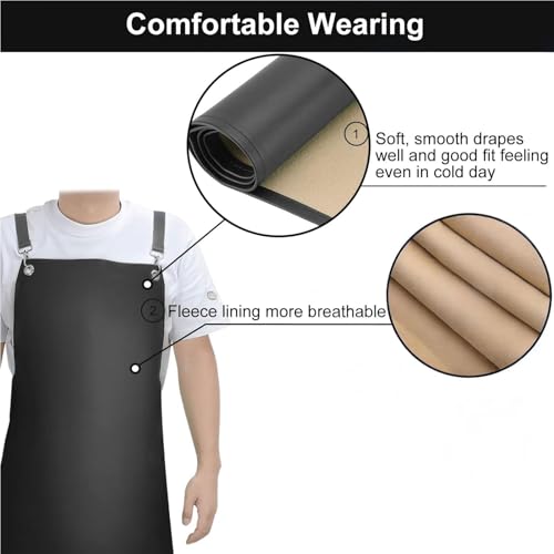 SHEOMERN Waterproof Rubber Apron, 43" Anti-Tear Heavy Duty Vinyl Adjustable Thicker Cross Back Dishwasher Apron for Restaurant Dishwashing, Butcher, Lab Work, Dog Grooming Black - color: Black