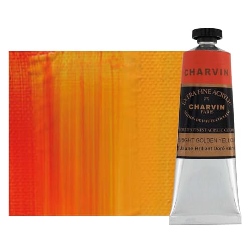 Charvin Extra Fine Professional Acrylic Paint - Bright Golden Yellow, 60ml Tube, Triple-Milled, Lightfast Pigments, Open Stock Artist Acrylic Paints in Nature-Inspired Hues - color: Bright Golden Yellow, size: 2.02 Fl Oz (Pack of 1)