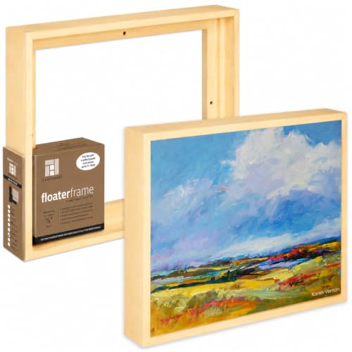 Ampersand Art Supply Floaterframe | 12"x16" | 7/8" Depth | Bold Style | Hardwood Floating Frame in Maple Finish for Canvas, Wood Panels & Artwork - color: Maple Bold, size: 12"x16"